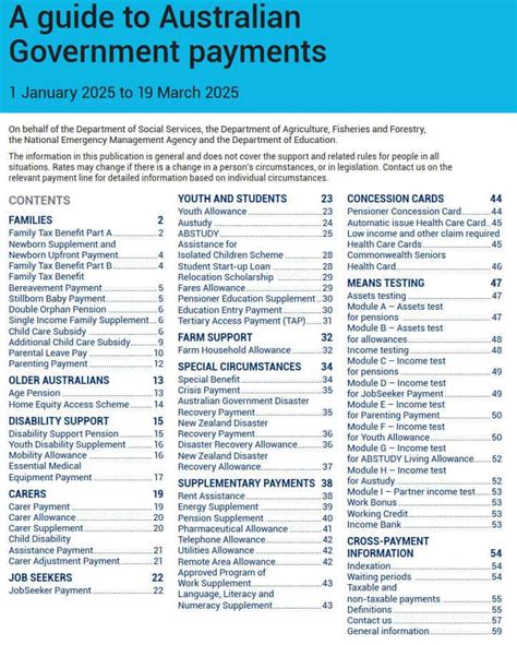 Centrelink payment rates list